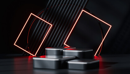 premium red black stage, 3d render element background