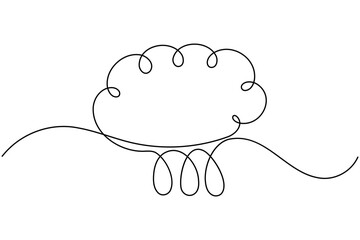 Water drop continuous one line drawing on white background minimalist clean rain icon outline vector illustration