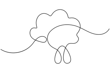 Water drop continuous one line drawing on white background minimalist clean rain icon outline vector illustration