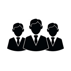 Three business people icon representing teamwork and collaboration in business