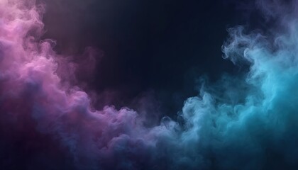 Fototapeta premium Abstract image vibrant purple blue smoke against dark background. Artistic ethereal vapor creates mystical atmosphere. Conceptual design for fantasy themes visual effects. Ideal for backgrounds,