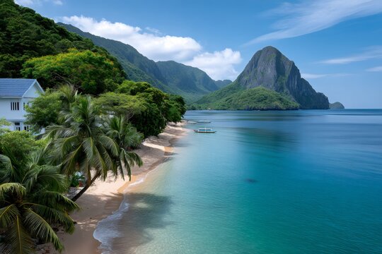El Nido resort beach and Bacuit Bay tropical paradise