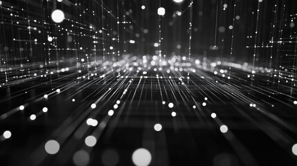 Digital data network connection abstract black and white grid