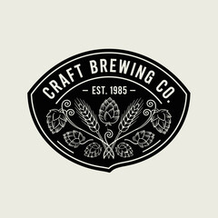 Craft Brewing Co. Logo with Wheat and Hops.