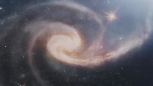 A vibrant spiral galaxy with a luminous core and prominent star-forming regions, set against a backdrop of distant stars.