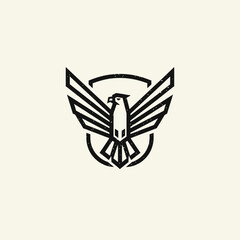 Geometric Eagle Logo Design with Shield Outline.