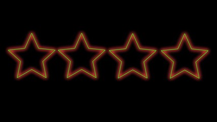 Obraz premium Four glowing neon stars with green borders and red fills against a create a modern and vibrant design element for digital media projects