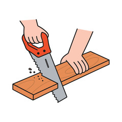 Hand Saw Illustration on White Background