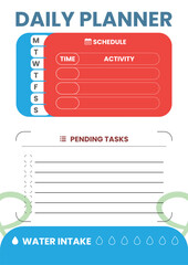 Colorful Daily Planner for Water Intake and Task Management