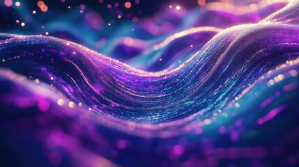 Digital wave flowing with glittering data particles