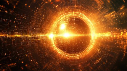Abstract glowing sphere representing digital data technology network