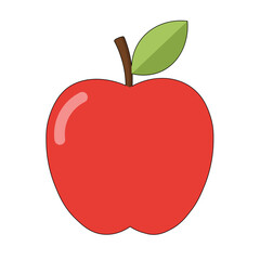 Vector of a whole red apple with leaf, ideal for Eat A Red Apple Day themes, nutrition awareness, healthy lifestyle, fruit labels, and food education materials.