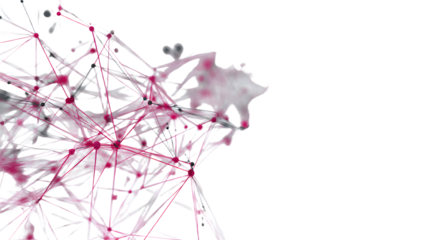 Abstract illustration of interconnected lines floating on a white backdrop, representing network and digital connections. Suitable for technolog