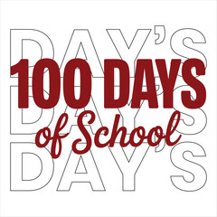 100 Days of School text graphic in red and white education