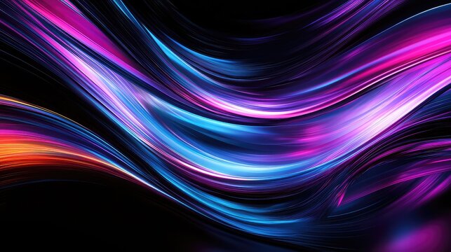 Abstract flowing waves creating vibrant light trails