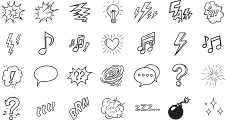 vector set of hand drawn ink doodles