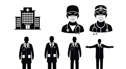 Medical healthcare doctor hospital clinic professionals vector art