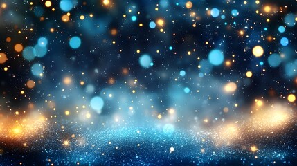 Fototapeta premium Colorful bokeh lights shining in a night sky with soft blue and orange hues
