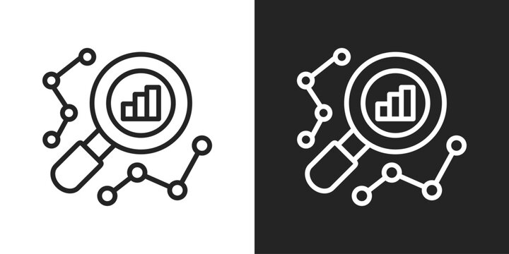 statistics Icon In Black And White Line Style