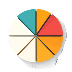 Multicolor Pie Chart Graphic With Dramatic Shadowing On White Background Represents Data Analysis And Business Growth