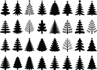 Christmas Tree Silhouette Collection – 36 Festive Evergreen Shapes & Holiday Design Elements