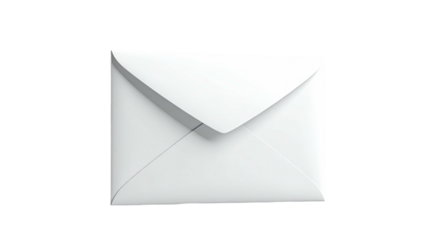 Simple white envelope, angled, clean