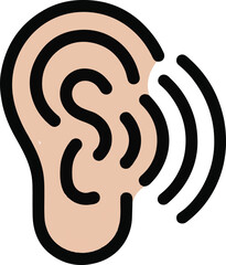 Illustration of a human ear with sound waves