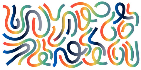 Colorful abstract wavy lines forming a pattern on a white background