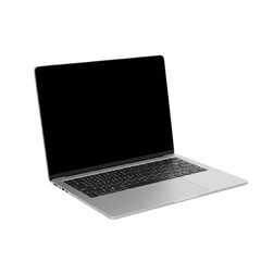 Fototapeta premium Modern silver laptop isolated on a white background