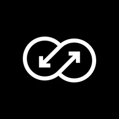 Direction arrows for transfer icon isolated on black background