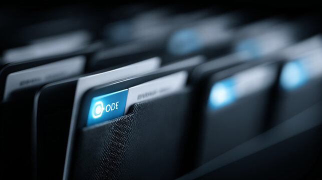 Futuristic paperless workspace featuring AI-powered holographic folders, scanning visuals, and structured digital storage architecture designed for secure cloud data management and efficient informati