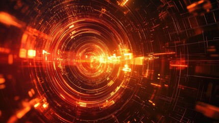 Glowing cyber tunnel representing data flow and digital processing