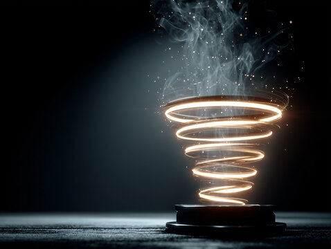 White Spiral Light Trail Helix Energy Motion Digital Technology Abstract Background Effect