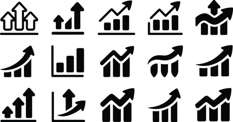 Business Growth Icons Set – Profit, Analytics & Upward Trend Symbols