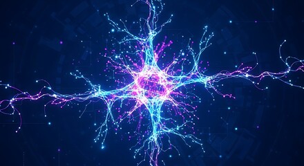 Vibrant Cosmic Neural Network Explosion of Glowing Particles Simulating Brain Activity in Deep Space