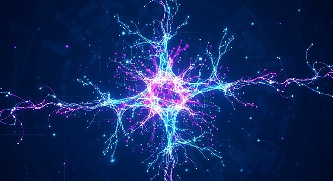 Vibrant Cosmic Neural Network Explosion of Glowing Particles Simulating Brain Activity in Deep Space
