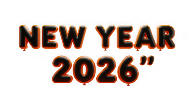 New year 2026 text made of balloons, isolated on transparent background - Powered by Adobe