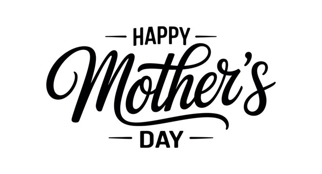 Happy Mother's Day elegant handwritten calligraphy text design for cards, banners and greetings.