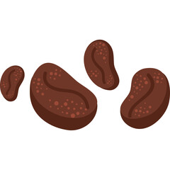 Collection of Roasted Coffee Beans with Textured Surfaces on a Transparent Background Isolated Realistic Illustration