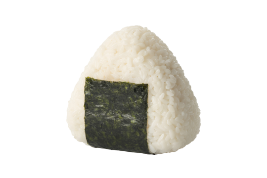 Japanese rice ball with nori seaweed isolated on transparent background