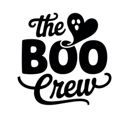 Obraz premium The Boo Crew text with a ghost graphic for Halloween.