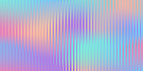 Fractal glass holographic background. Corrugated gradient pattern with 3d vaporwave effect and foil texture