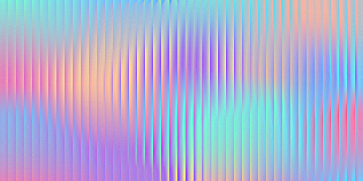 Fractal glass holographic background. Corrugated gradient pattern with 3d vaporwave effect and foil texture