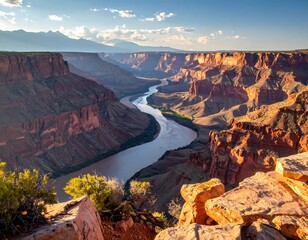 Grand Canyon's majestic vista unfolds revealing natural beauty and vastness