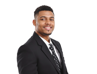 Hombre de negocios sonriente con fondo transparente