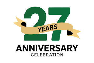 A stylized graphic displays '27 YEARS ANNIVERSARY CELEBRATION' with a golden ribbon.