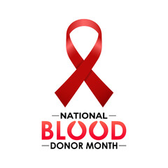 National Blood Donor Awareness Month vector design featuring red blood drop symbols and awareness ribbon for January health campaign. Banner poster, flyer and background design template.