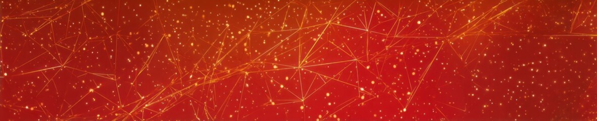 A vibrant, abstract background with interconnected lines and luminous particles on a warm gradient
