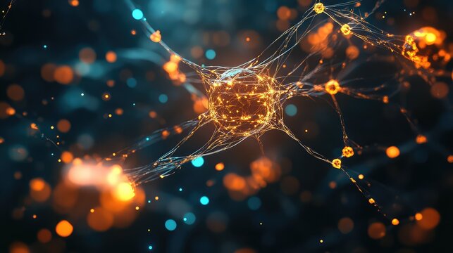 Neural network forming connections representing artificial intelligence concept