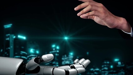 Futuristic robot artificial intelligence enlightening AI technology concept 4k - Powered by Adobe